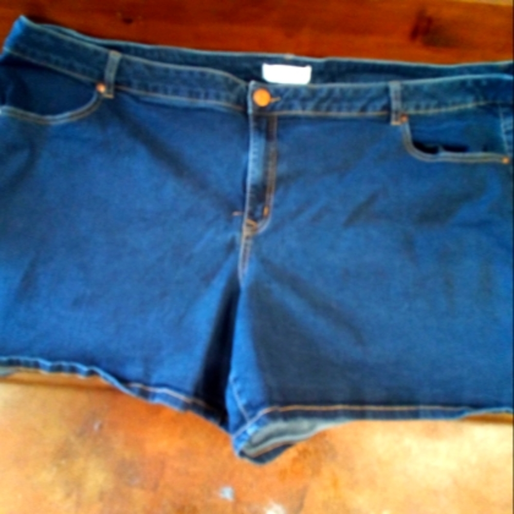Lane Bryant Women's  PLUS Size 28 Denim Short Shorts  Blue Regular Cott…